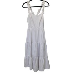 Kourt White Ruffle Strap Tiered Midi Dress Size Small